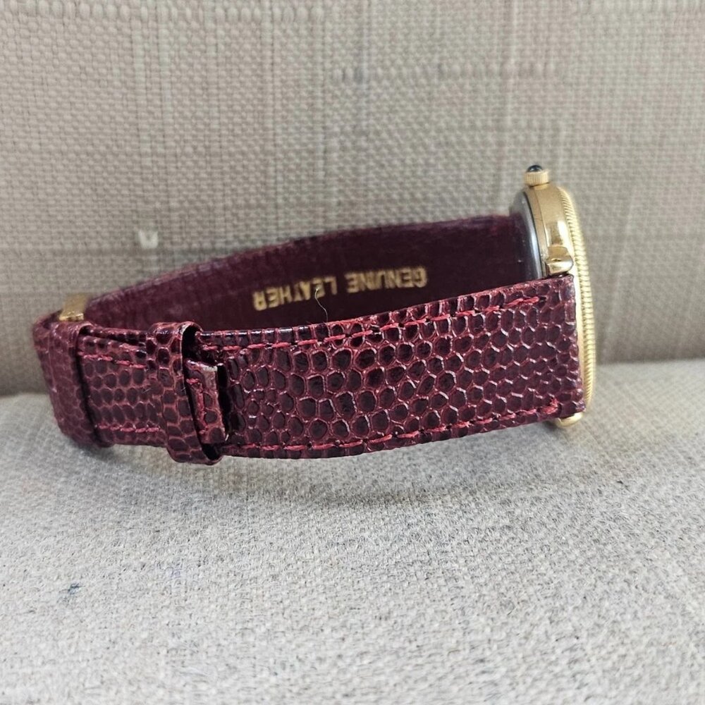 Vintage Disney Lorus Wristwatch Burgundy Tone Genuine Leather Strap Watch - Picture 5 of 12